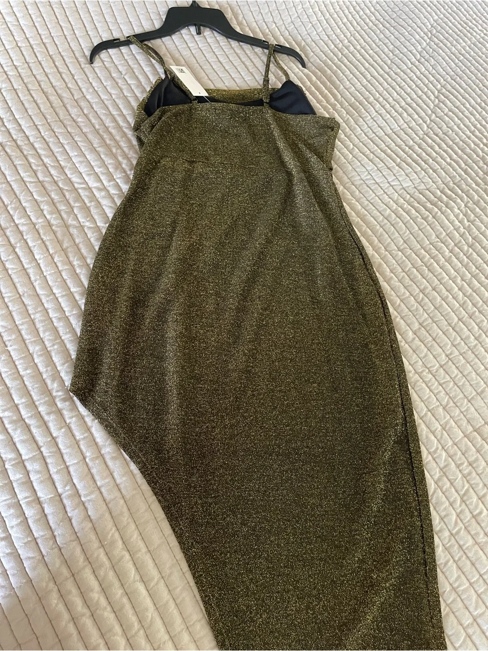 Gold Metallic Asymmetrical Bodycon Dress